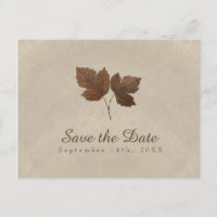 Golden Copper Fall Leaves Save the Date