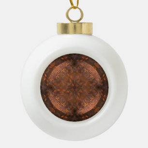 Golden Copper Shimmer Ceramic Ball Christmas Ornament