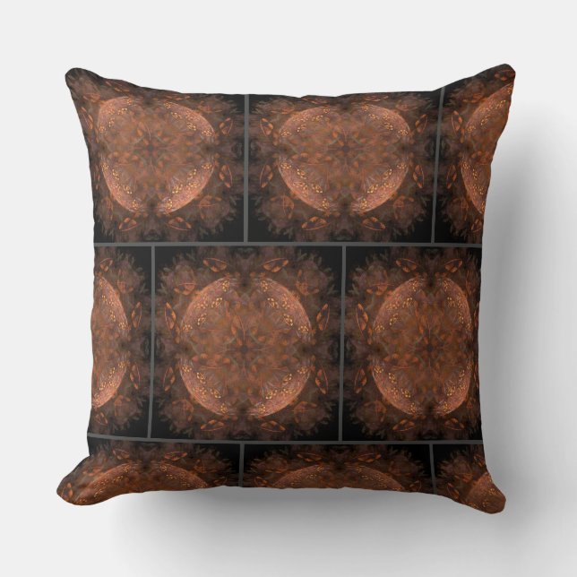 Golden Copper Shimmer Throw Pillow (Front)