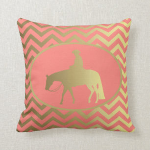 Golden Coral Chevrons Western Pleasure Horse Cushion