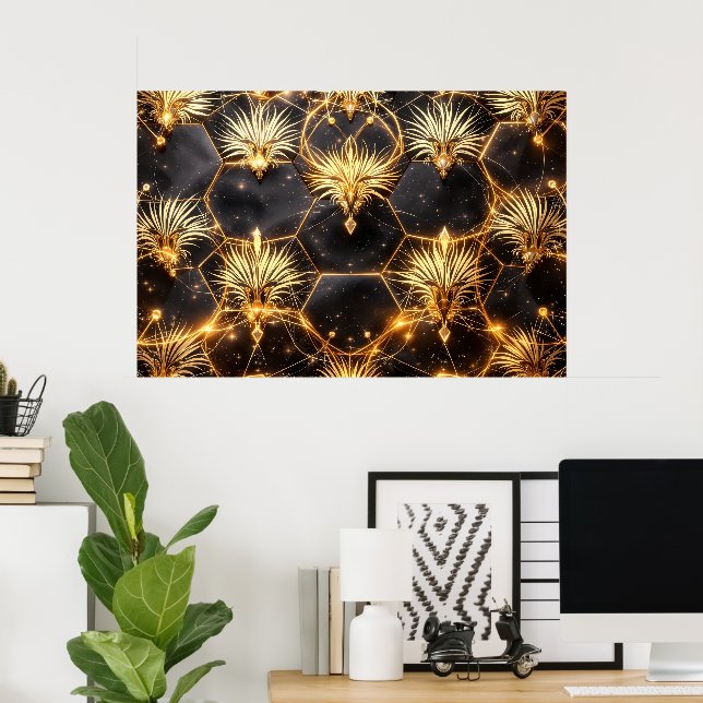 Golden Cosmic Geometry Poster (Home Office)