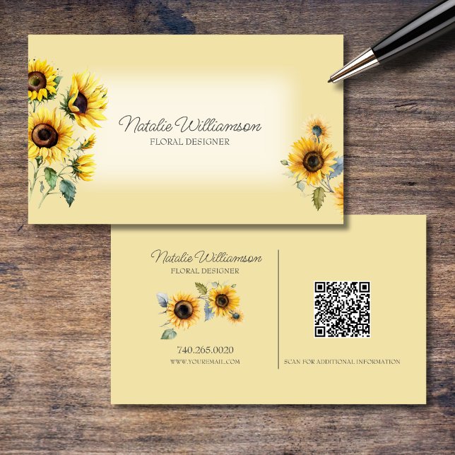 Golden Country Sunflowers QR Code Business Card (Creator Uploaded)