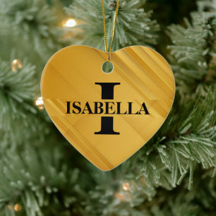Golden Couple Initial Monogram Name Design Ceramic Ornament
