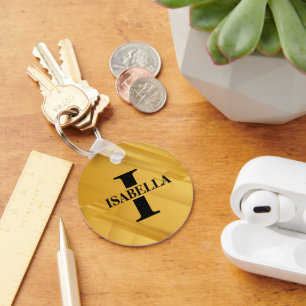Golden Couple Initial Monogram Name Design Key Ring