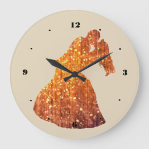 Golden Couple, Kiss, Romance Wall Clock