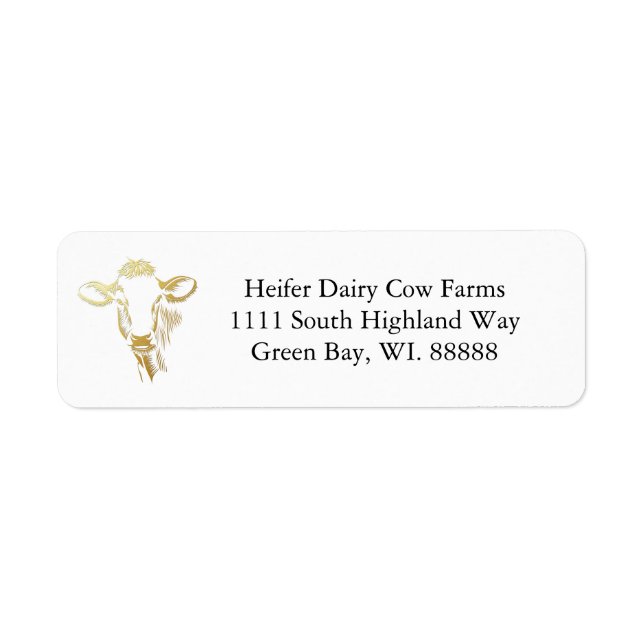 Golden Cow Head Return Address Label (Front)