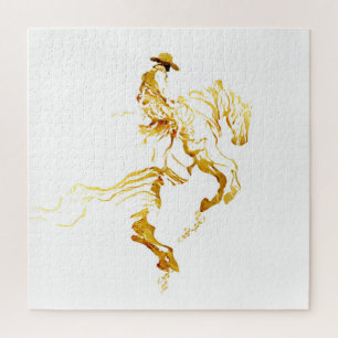 Golden Cowboy on Rearing Horse  Jigsaw Puzzle