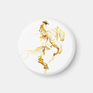 Golden Cowboy on Rearing Horse Magnet