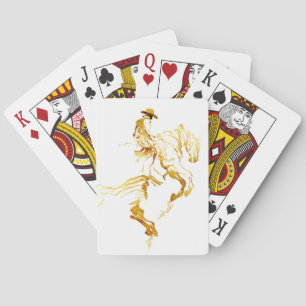 Golden Cowboy on Rearing Horse  Playing Cards