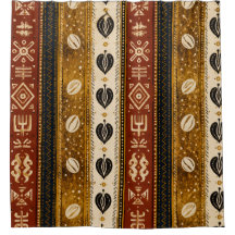 Golden Cowrie Shower Curtain | Luxury African