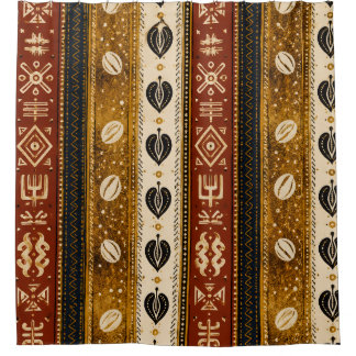 Golden Cowrie Shower Curtain | Luxury African