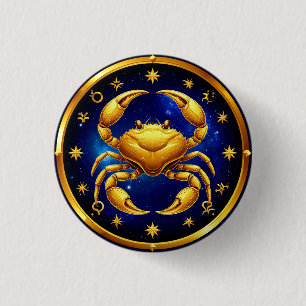 Golden Crab Cosmic Zodiac 3 Cm Round Badge
