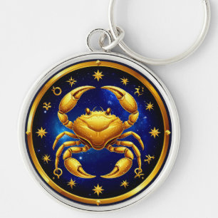 Golden Crab Cosmic Zodiac Key Ring