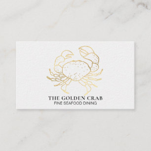 *~* Golden Crab Fine Dining by The Sea White Business Card