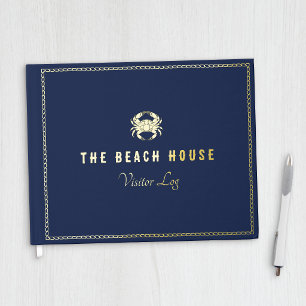 Golden Crab & Rope Frame Nautical Visitor Log Guest Book
