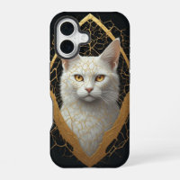 Golden Cracked Cat Face Mystical Animal Art ✨