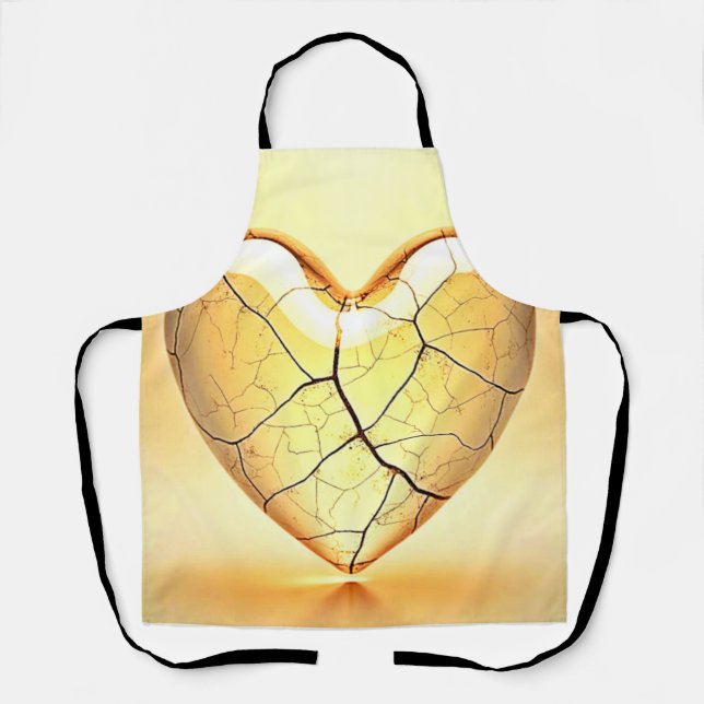 Golden Cracked Heart Art Apron (Front)