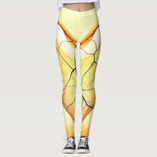 Golden Cracked Heart Art Leggings