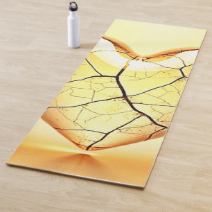 Golden Cracked Heart Art Yoga Mat