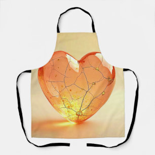 Golden Cracked Heart Glow Apron