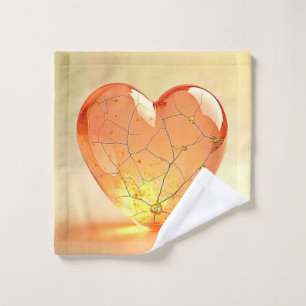 Golden Cracked Heart Glow Bath Towel Set