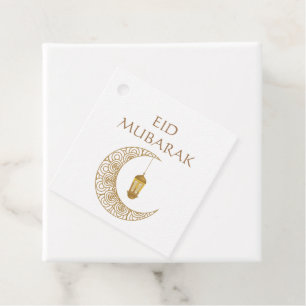 Golden Crescent Lantern Eid Mubarak Islamic Gift Favour Tags