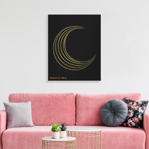 Golden Crescent Moon Celestial Art Canvas Gift Print