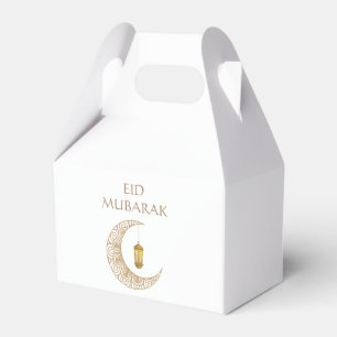 Golden Crescent Moon & Lantern Eid Mubarak Islamic Favour Box