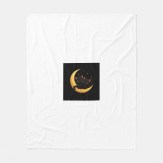 Golden Crescent Moon Night Sky Blanket
