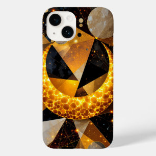 Golden Crescent Moon with Cosmic Geometric Stars Case-Mate iPhone 14 Case