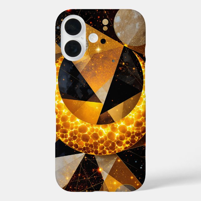Golden Crescent Moon with Cosmic Geometric Stars Case-Mate iPhone Case (Back)
