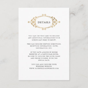Golden Crest   Black and White Wedding Details Enclosure Card