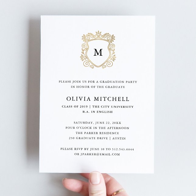 Golden Crest | Elegant Graduation Party Invitation (Creator Uploaded)
