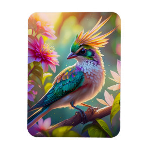 Golden Crested Green Headed Finch Fantasy Bird Magnet