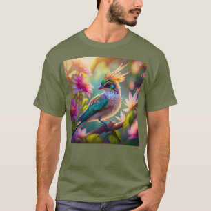 Golden Crested Green Headed Finch Fantasy Bird T-Shirt