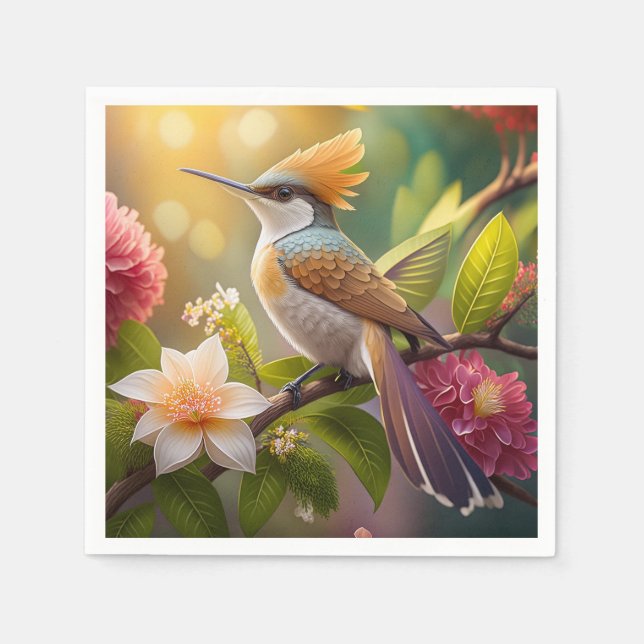 Golden Crested Honeyeater Fantasy Bird Napkin (Front)