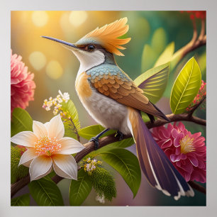Golden Crested Honeyeater Fantasy Bird Poster