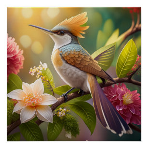 Golden Crested Honeyeater Fantasy Bird Poster