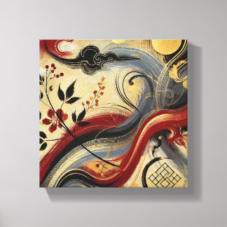 Golden Crimson Harmony Canvas Print