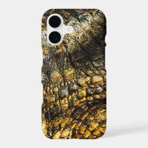 Golden Crocodile Skin Texture Close Up