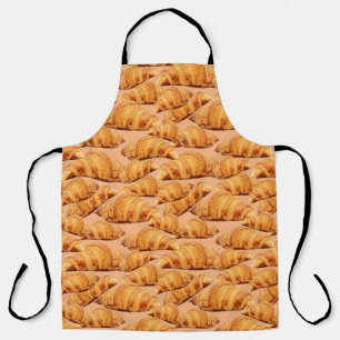 Golden croissant, bakery seamless pattern. apron