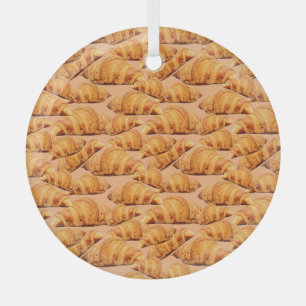 Golden croissant, bakery seamless pattern. glass tree decoration
