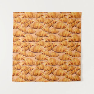 Golden croissant, bakery seamless pattern. tapestry