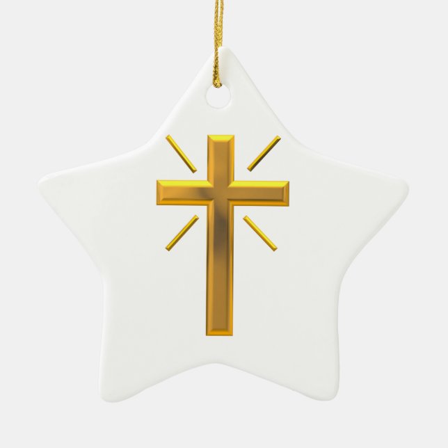 Golden Cross 4 Ceramic Ornament (Front)