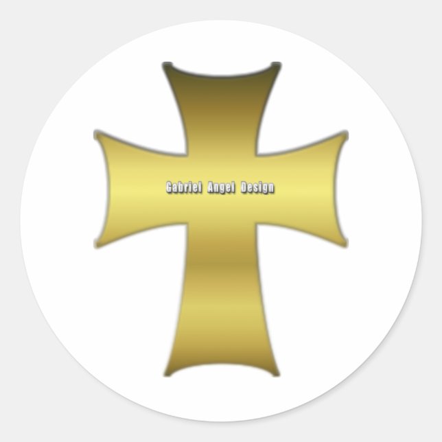 Golden Cross Classic Round Sticker (Front)