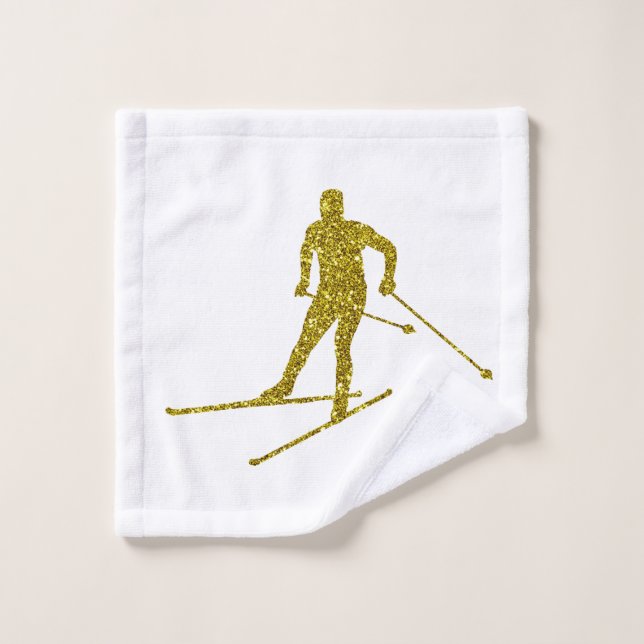 Golden Cross-country skiing Wash Cloth (Wash Cloth)