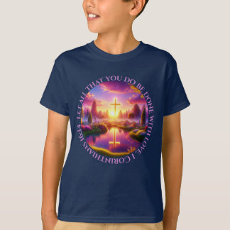 Golden Cross in a Heavenly Tropical Garden T-Shirt