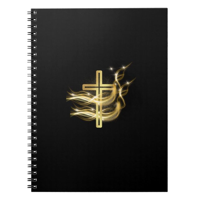 Golden Cross on Black spiral-bound notebook (Front)