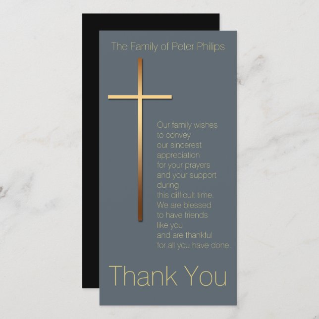 Golden Cross Sympathy Thank You Choose Colour 1 (Front/Back)