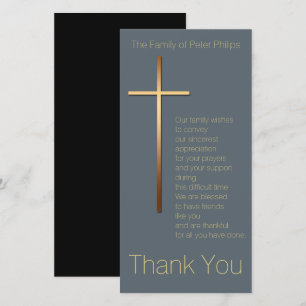 Golden Cross Sympathy Thank You Choose Colour 1 Card
